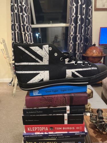 Customer photo review of Black Union Jack British Flag Print Men's High Top Shoes