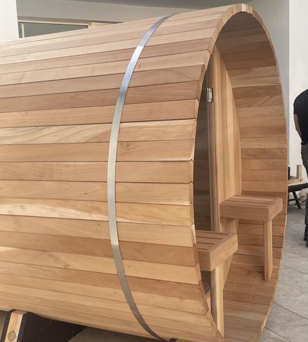 Customer photo review of Canopy Barrel Sauna Kit with Gas Heater