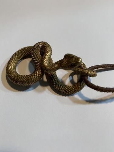Customer photo review of Brass Snake Keychain