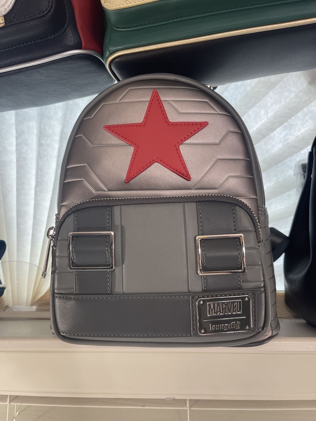 Customer photo review of Loungefly Marvel Winter Soldier Cosplay Mini Backpack - July Preorder