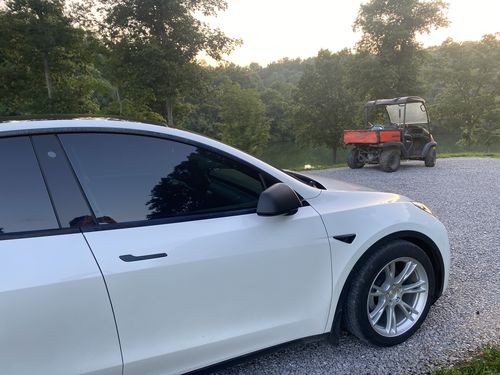 Customer photo review of Mirror Covers for Tesla Model Y - Carbon Fiber & Matte Black