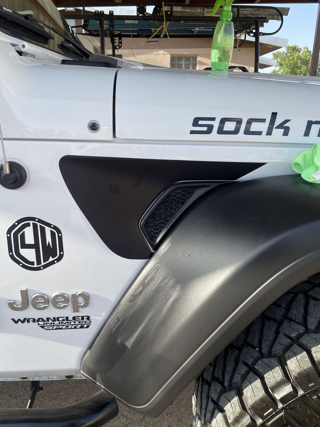 Customer photo review of Black Fender Vent Premium Wrap Decal for Wrangler and Gladiator