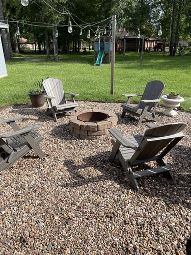Customer photo review of DuraWeather Poly® King Size Folding Adirondack Chair - Exclusive Wood Grain Poly-resin