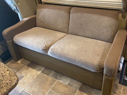 Customer photo review of Marina Brindle Aquaclean Upholstery Fabric by The Yard