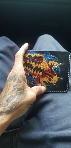 Customer photo review of KillerKoi™ | Japanese Hand-carved Leather Wallet