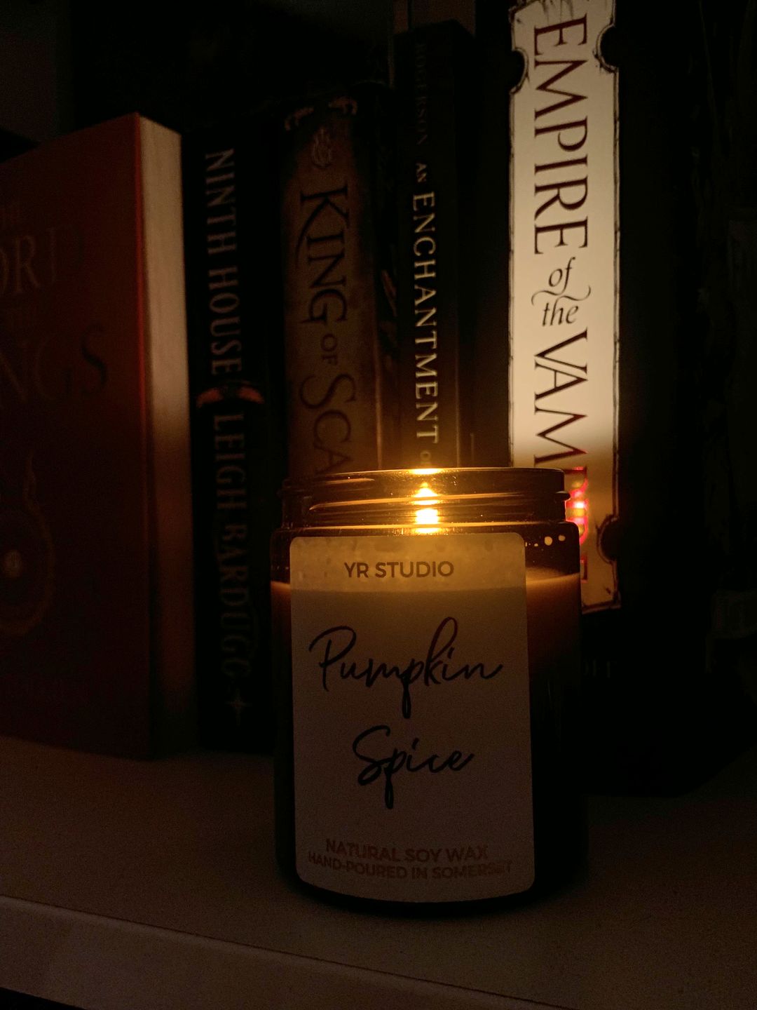 Customer photo review of Pumpkin Spice Soy Candle in Amber Jar