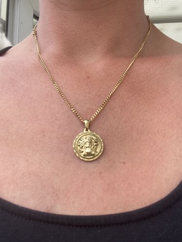 Customer photo review of Medusa Face Pendant - Gold