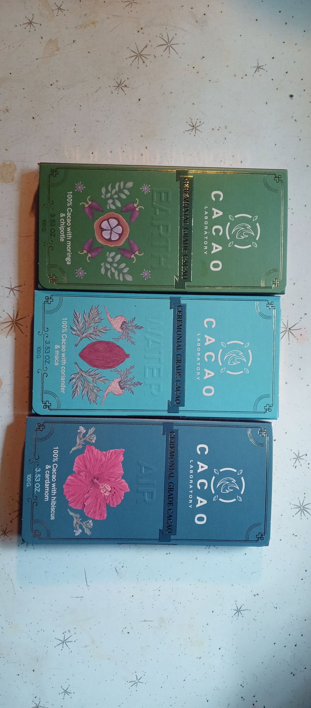Customer photo review of Ceremonial Cacao - Water Element:  Invoke Your Creativity with Coriander and Maca (3.5 oz bar)