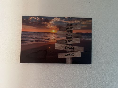 Customer photo review of Lienzo personalizado Corazon en la Playa