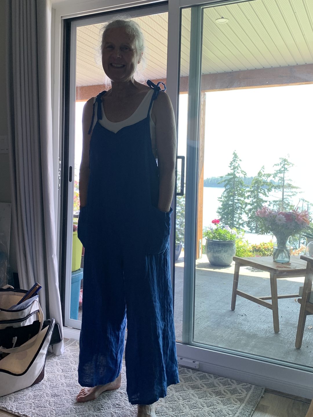 Customer photo review of Lighter Days Linen Jumpsuit (Royal Blue)