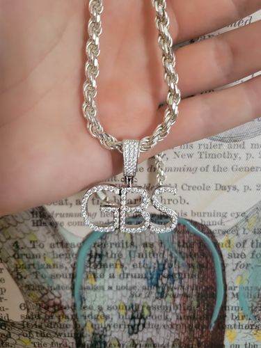 Customer photo review of Custom VVS Iced Out Pave Letters Pendant