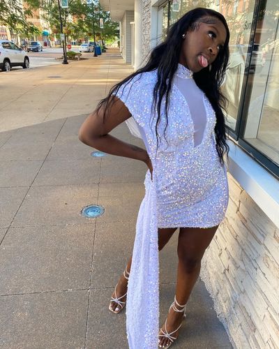 Customer photo review of Sequined Party Cut Out Mini Dress