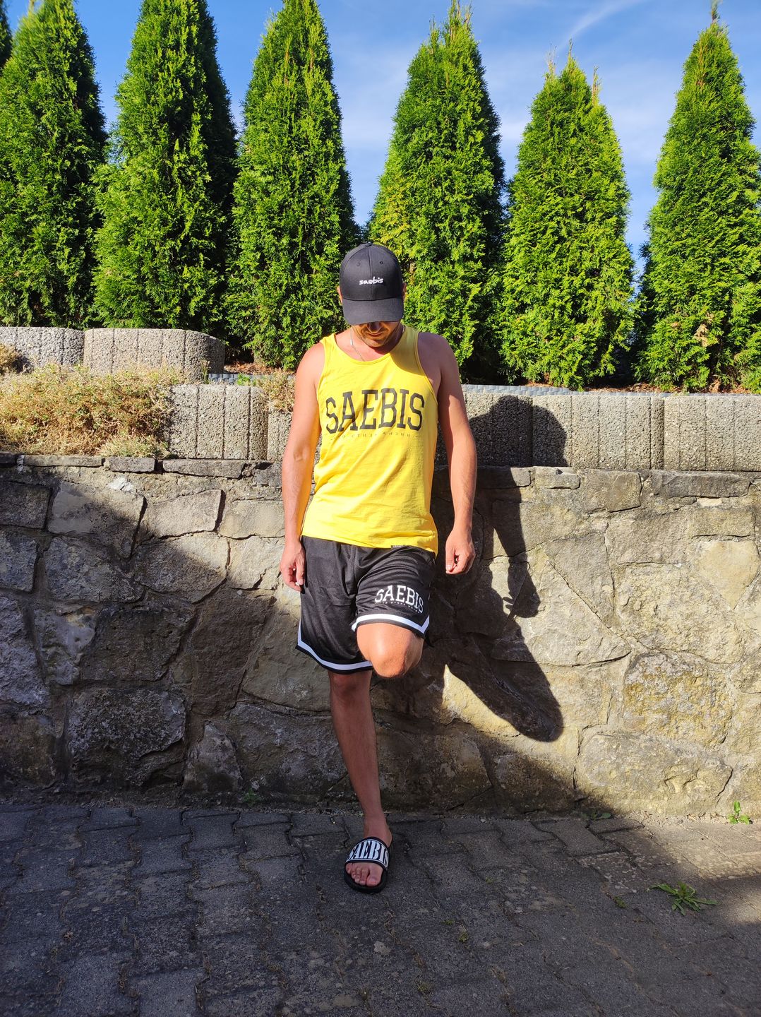 Customer photo review of Lifestyle Herren Shorts schwarz mit weißen Streifen by SAEBIS®