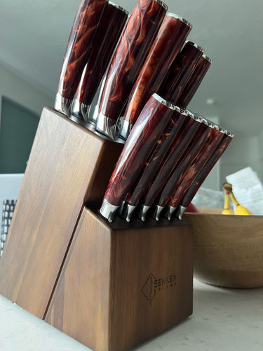 Customer photo review of Acacia Hardwood Knife Block