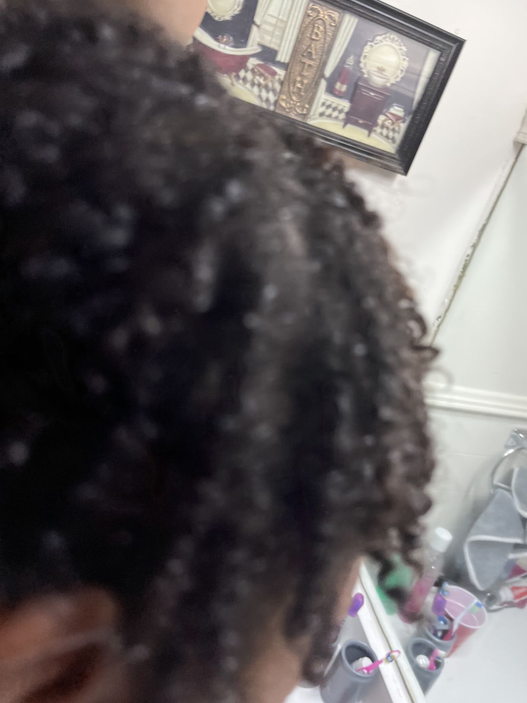 Customer photo review of Curly Hair Moisturizer for Strengthening Hair with Organic Avocado Oil and Organic Castor Oil with Vanilla Berry Fragrance