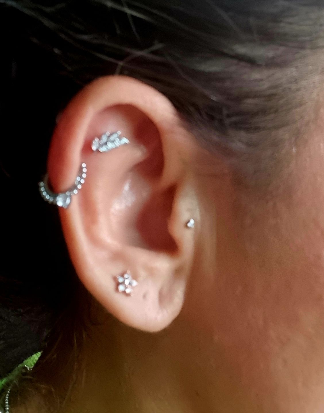 Customer photo review of Piercing Hojita de Laurel Rosca Plana