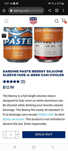 Customer photo review of Sardine Paste Beersy Silicone Sleeve Hide-a-Beer Can Cooler