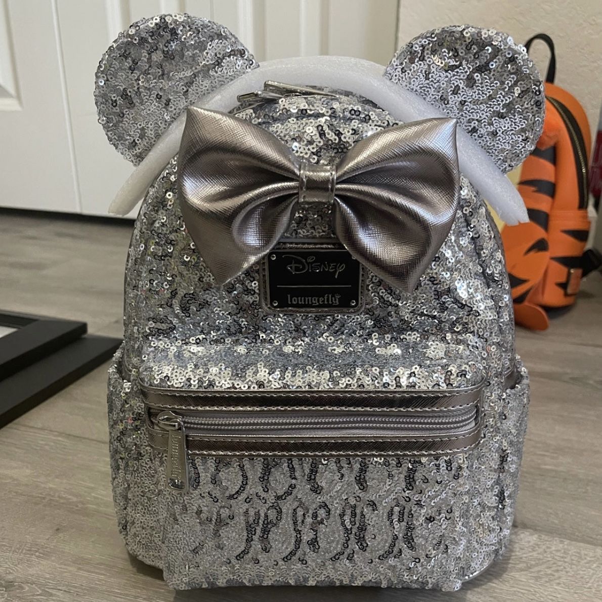 Customer photo review of 707 Street Exclusive - Loungefly Disney Minnie Mouse Silver Sequin Mini Backpack
