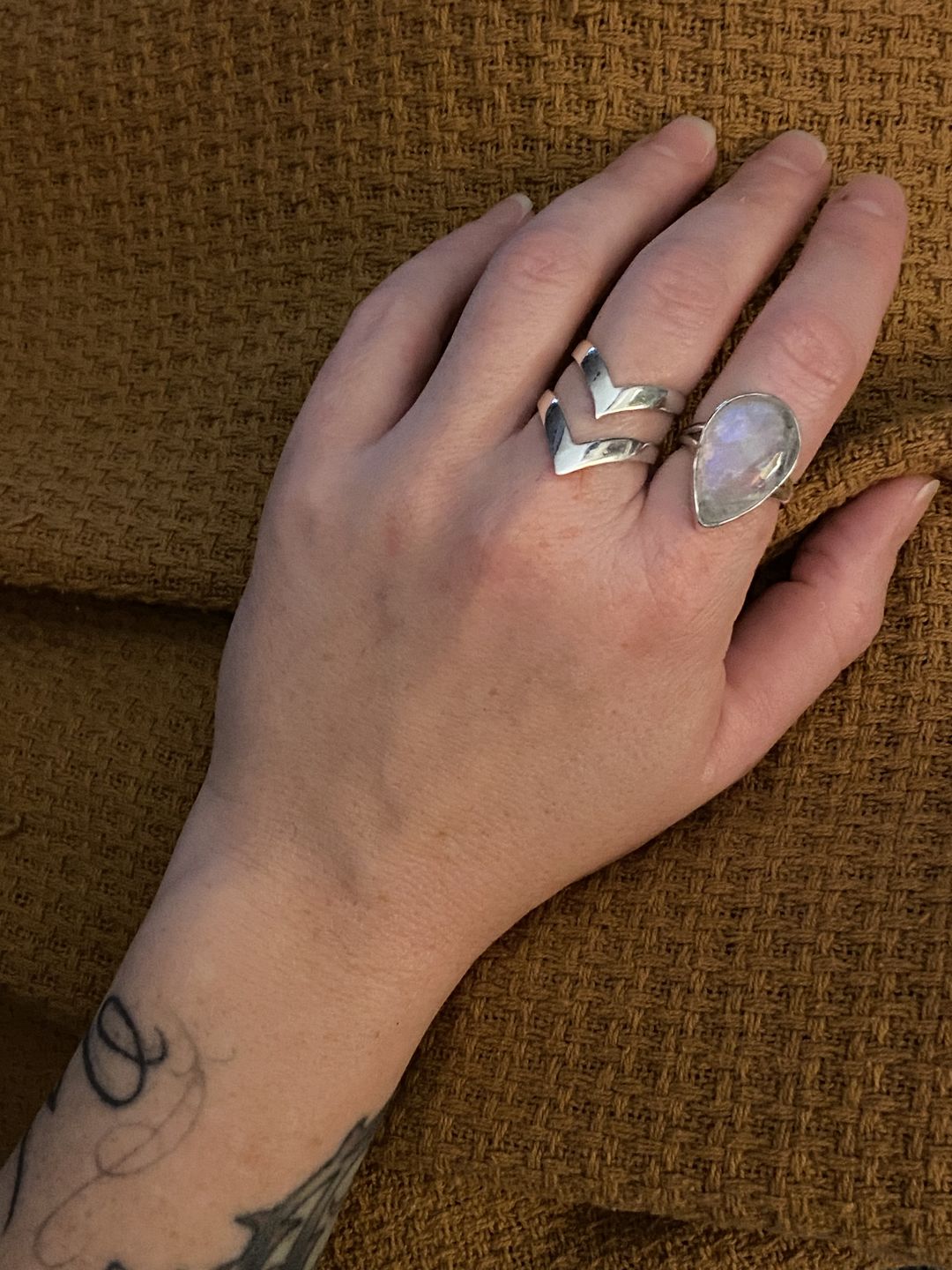 Customer photo review of Sterling Silver Teardrop Large Moonstone Ring