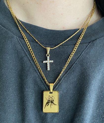 Customer photo review of CZ Cross Necklace
