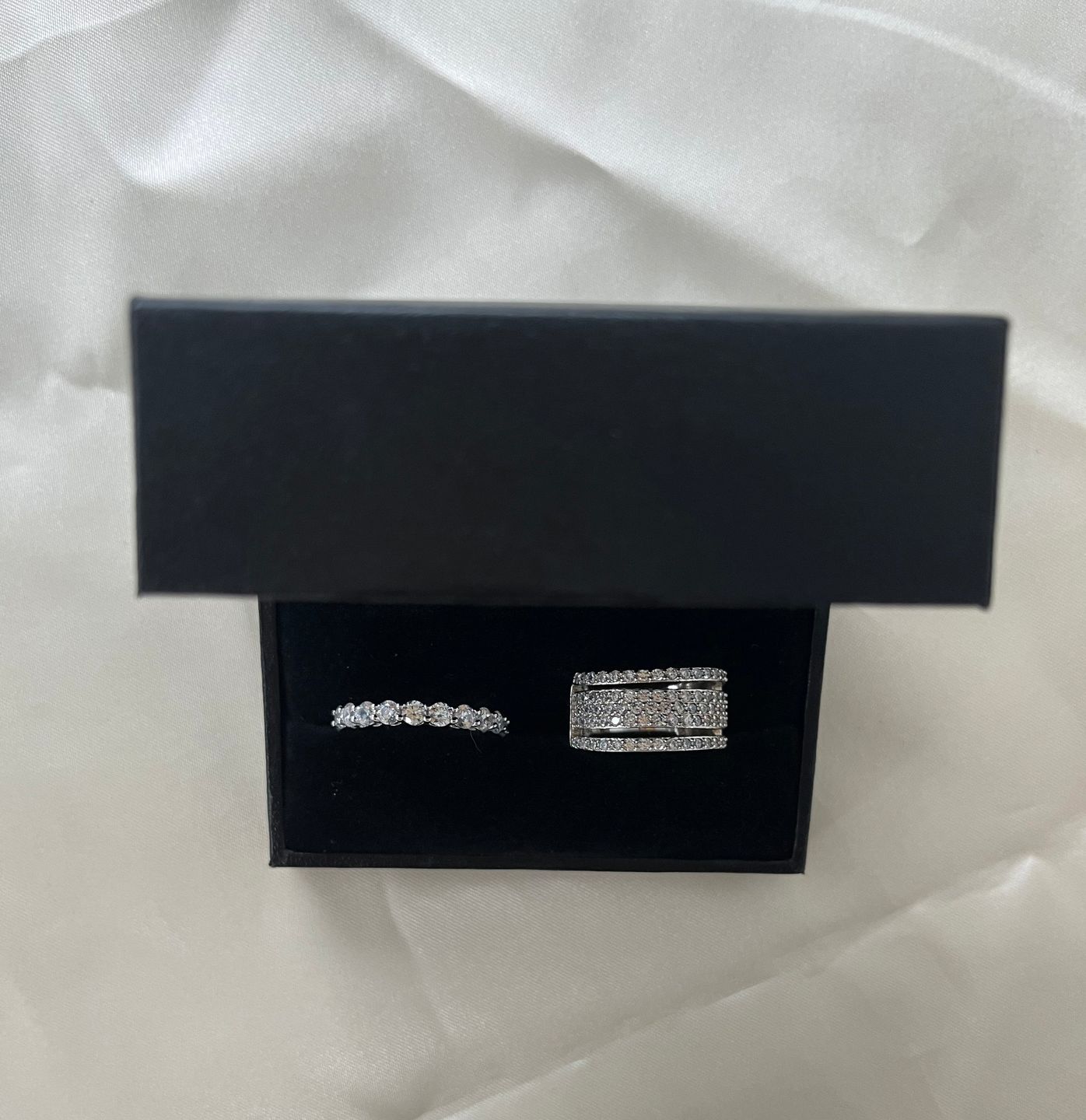 Customer photo review of Louily Eternity Round Cut Simulated Diamond Wedding Band In Sterling Silver