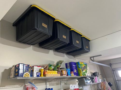 Customer photo review of Overhead Storage Bin Rail System - Made in USA