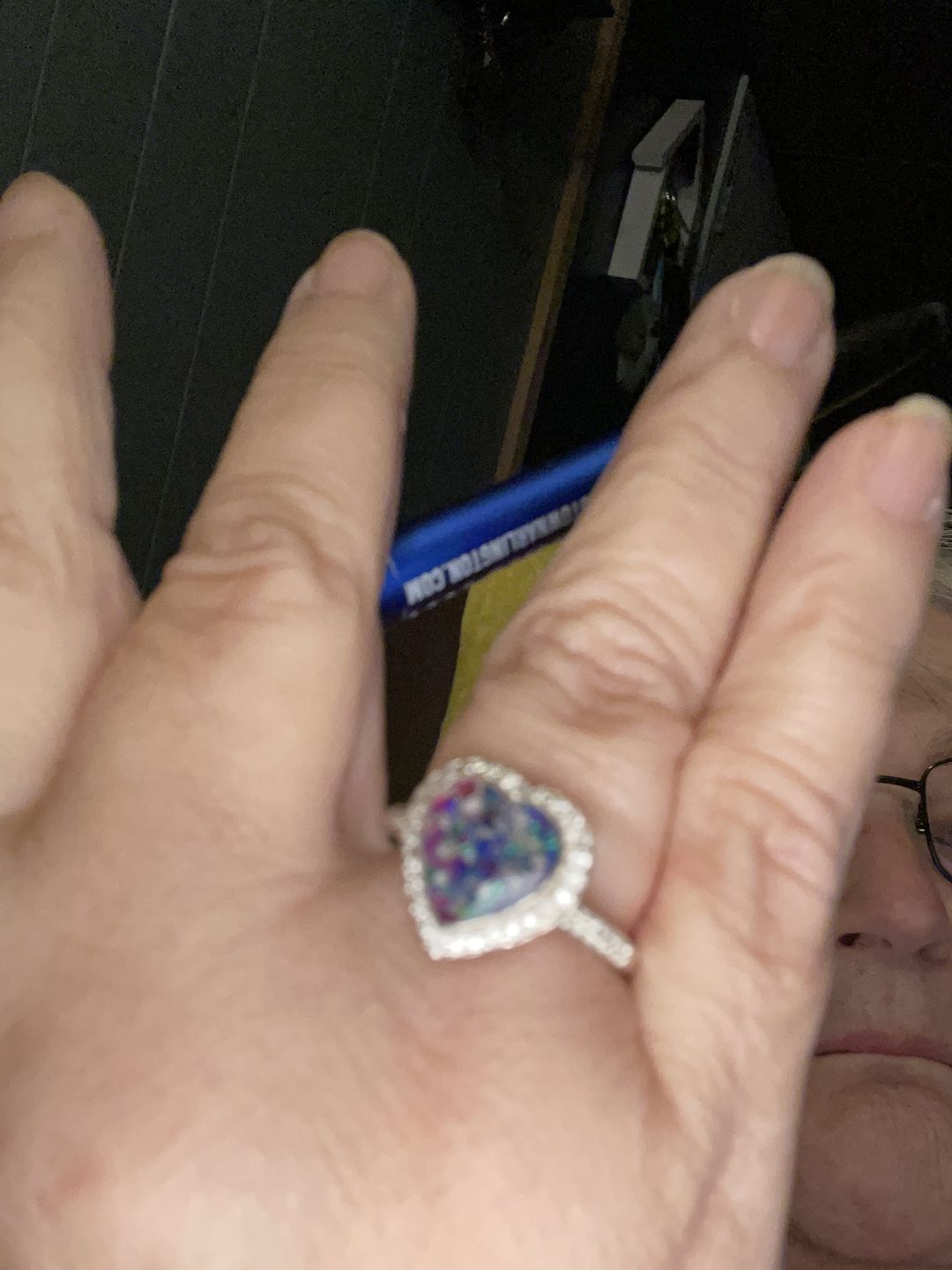 Customer photo review of Bedazzled Heart Cremation Ring