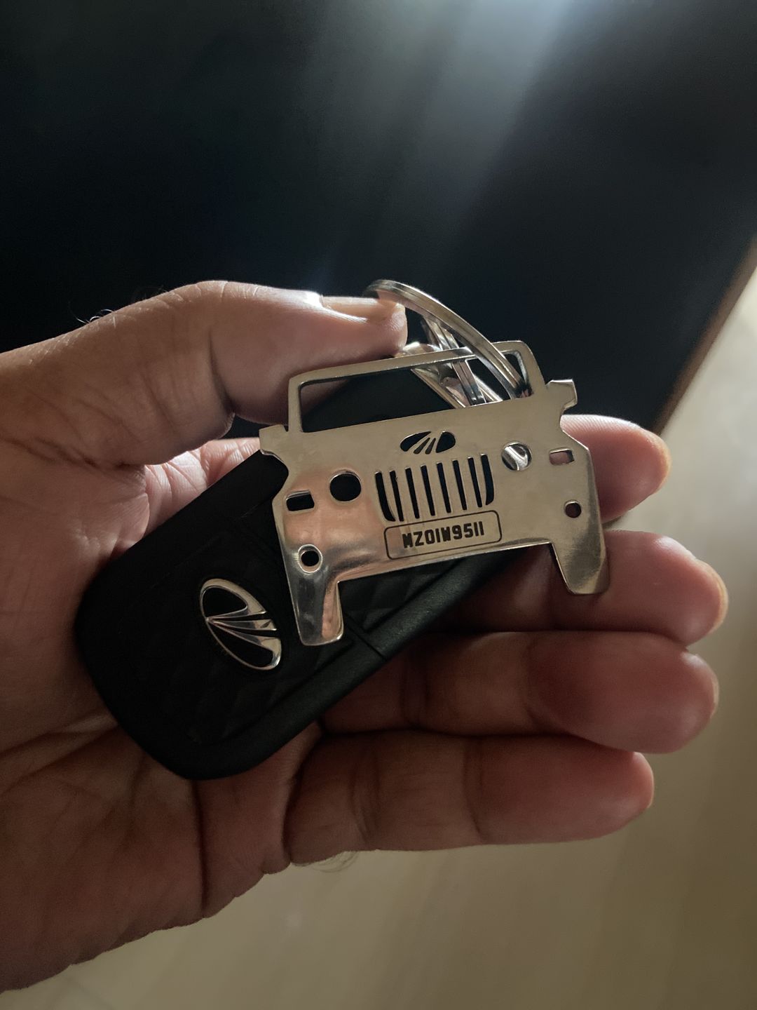 Customer photo review of Personalised Number Plate Car Keychain