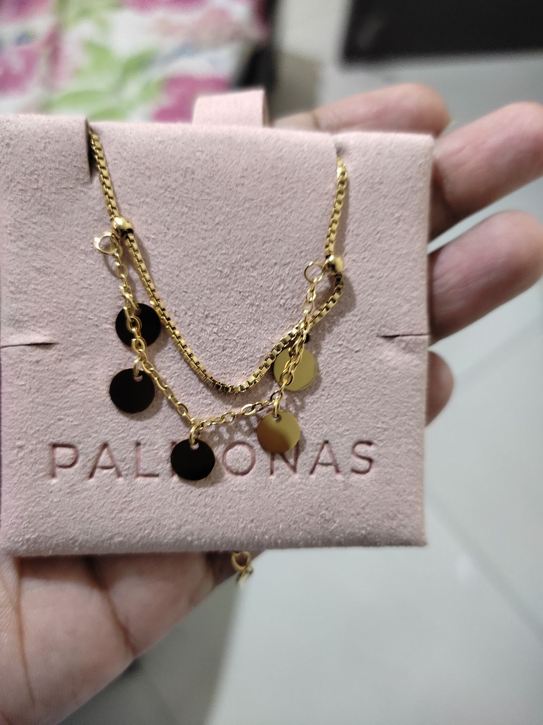Customer photo review of Tiny Plates Bracelet- 18k Gold Plated