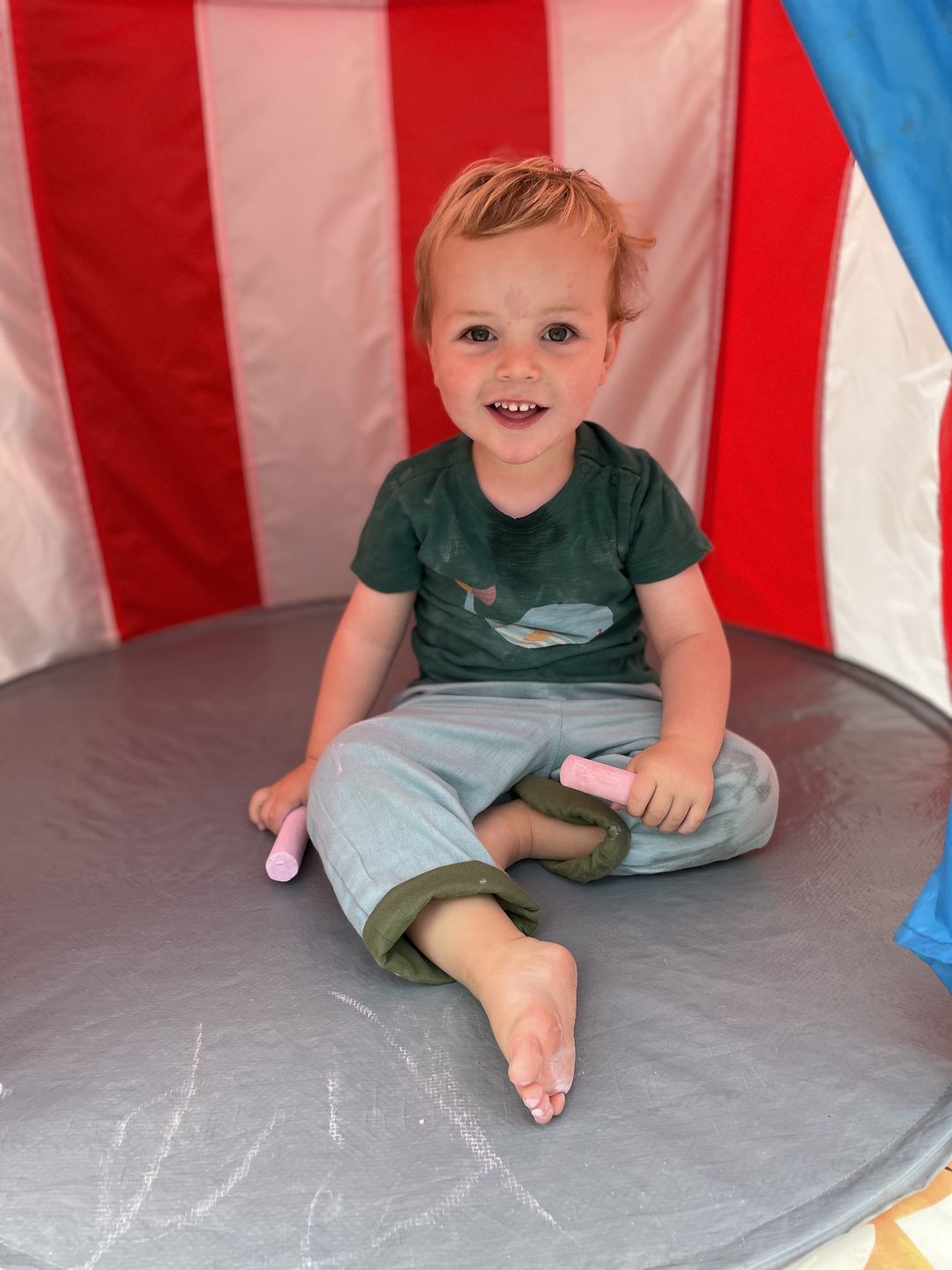 Customer photo review of Olive Green & Blue Day After Day Reversible Trousers