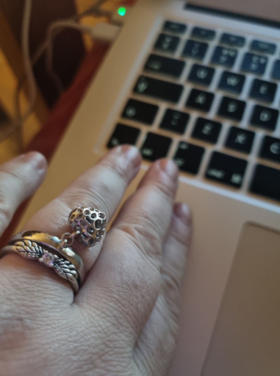 Customer photo review of Angel Heart Charm Ring with Tanzanite