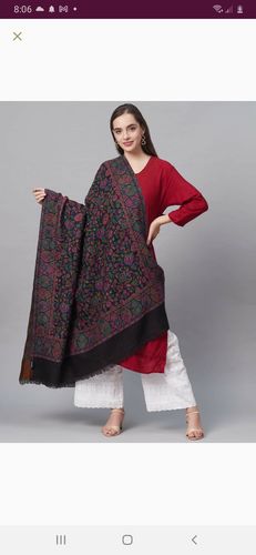 Customer photo review of Pashtush Aari Embroidery Stole, Fine Wool, Blue