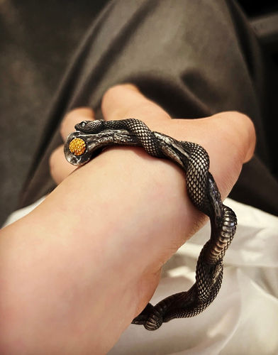 Customer photo review of Silver Inlay Gold Double Snake Bracelet