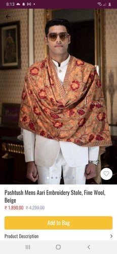 Customer photo review of Pashtush Mens Shawl, Faux Pashmina Design