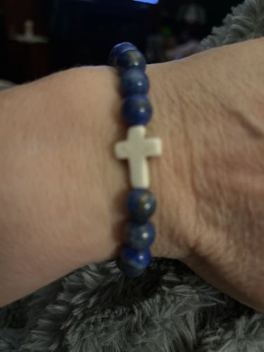 Customer photo review of ' Blue Stone of the Throne'  Bracelet— Lapis Lazuli
