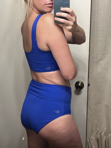 Customer photo review of High Rise Bottoms - Blueberry