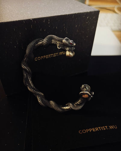 Customer photo review of Silver Inlay Gold Double Snake Bracelet