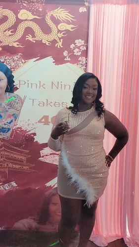 Customer photo review of Sequined Glamorous Feather Irregular Mini Dress