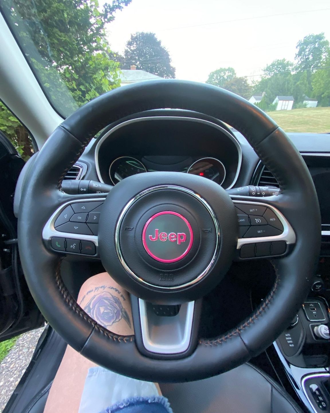 Customer photo review of Center Ring Steering Wheel Vinyl Overlay Cover for Jeep | Fits Jeep Models