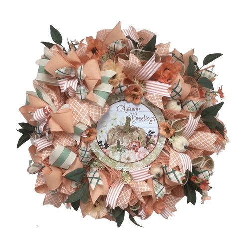 Customer photo review of Wreath Sign, Autmn Greetings Sign, 10" Round, Metal Sign, DECOE-103, DecoExchange, Sign For Wreath