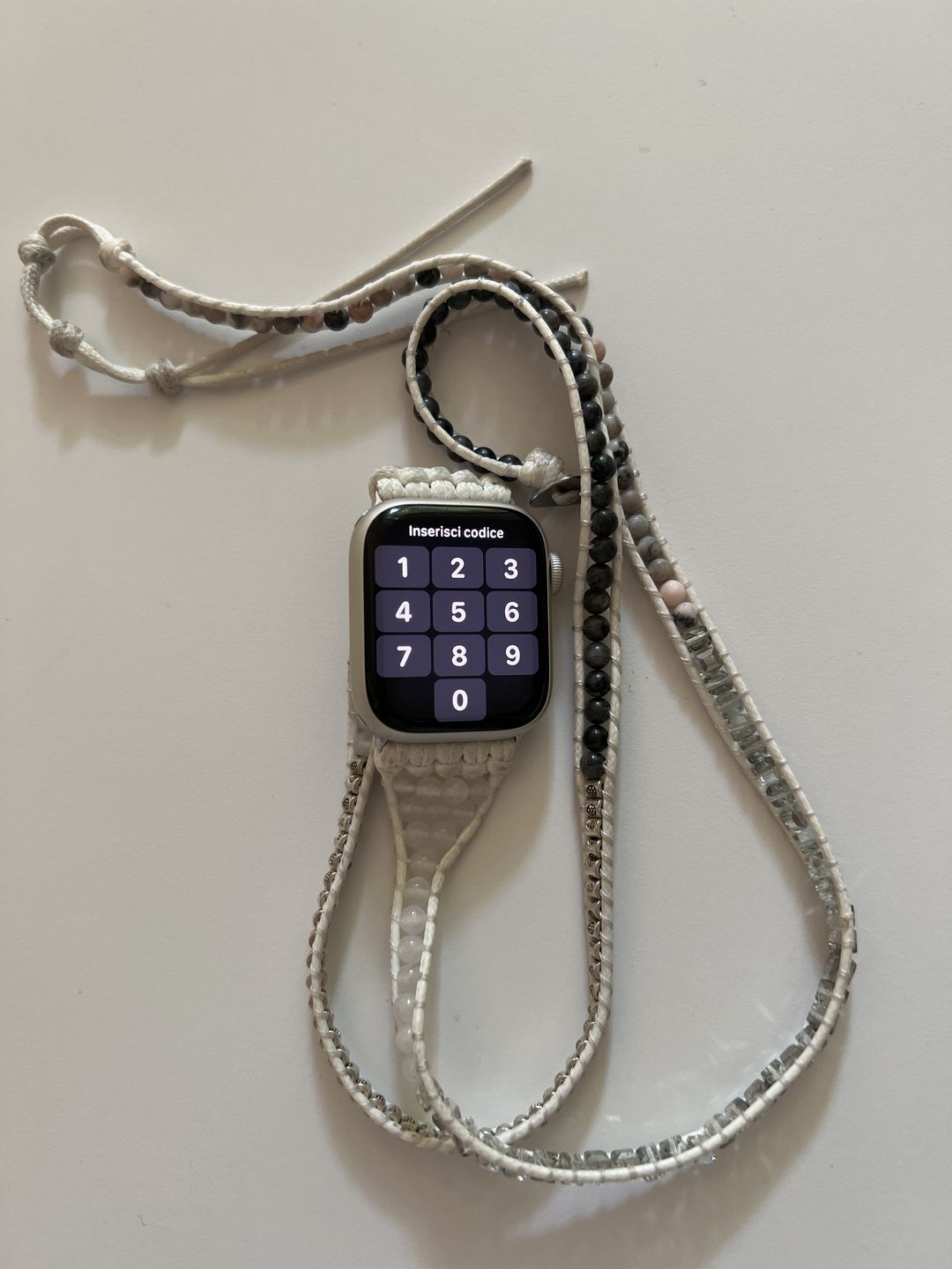 Customer photo review of White Labradorite Apple Watch Strap