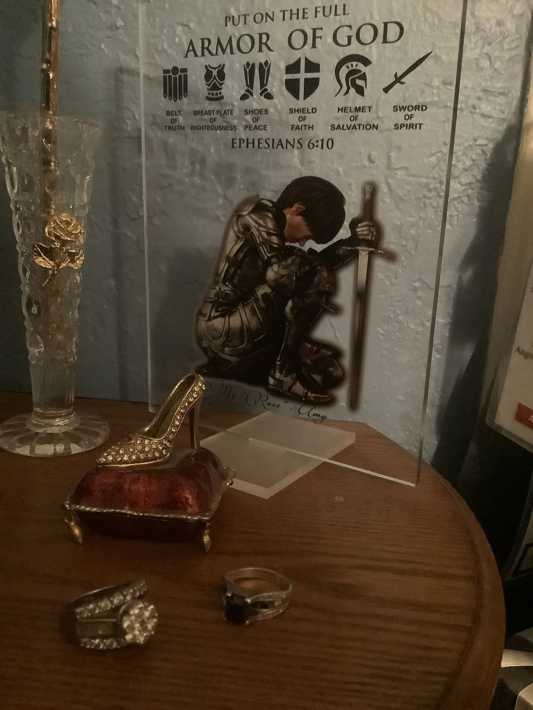 Customer photo review of Personalized Custom Name, Skin Tone And Hairstyles Woman Warrior Of God of God Put On The Full Armor of God Ephesians 6-10 Acrylic Plaque