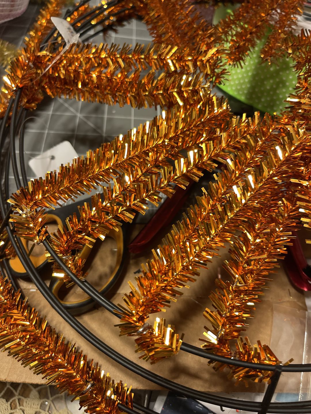 Customer photo review of 15-24" Tinsel Work Wreath Form: White