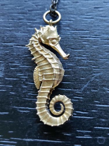 Customer photo review of Brass Seahorse Pendant