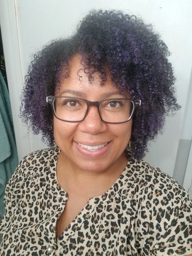 Customer photo review of Temporary Hair Color Gel - Purple Rain