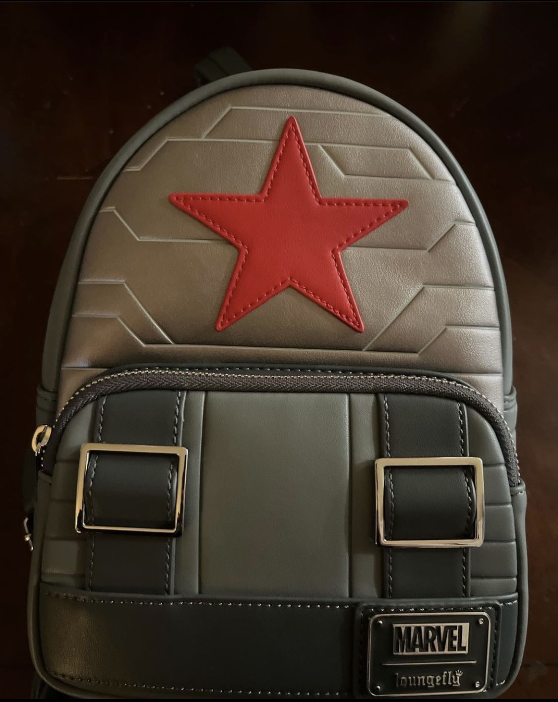 Customer photo review of Loungefly Marvel Winter Soldier Cosplay Mini Backpack