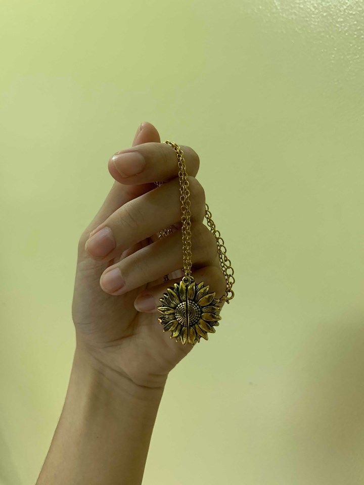 Customer photo review of "You Are My Sunshine" Sunflower Necklace