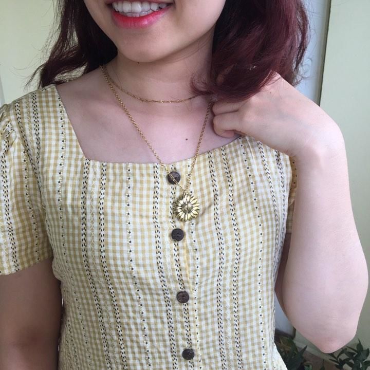 Customer photo review of "You Are My Sunshine" Sunflower Necklace
