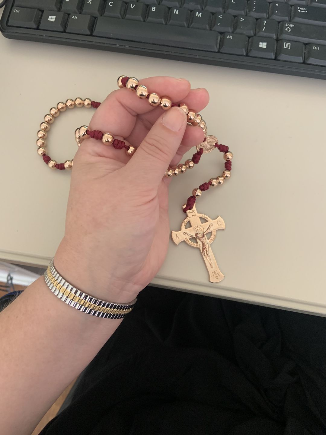 Customer photo review of Lifetime Rosaries, Deliverance Cross Rosary, Rose Gold