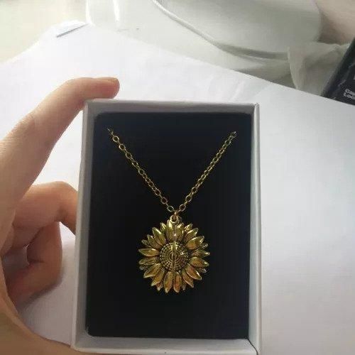 Customer photo review of "You Are My Sunshine" Sunflower Necklace